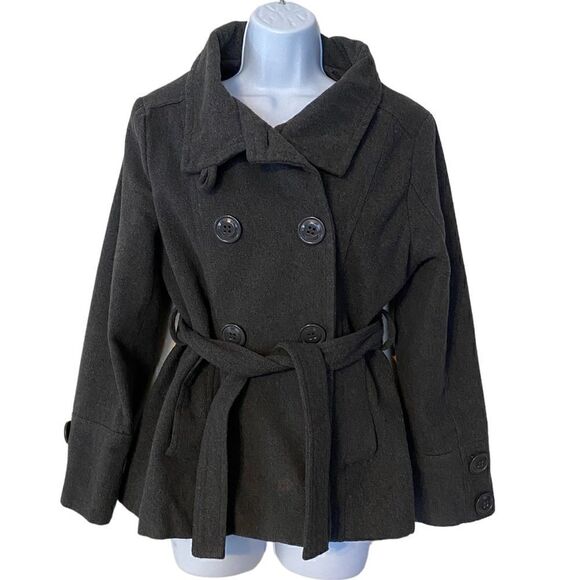 jennyfer.J Jackets & Blazers - Jennyfer.J  Charcoal Woman’s Double Breasted Peacoat